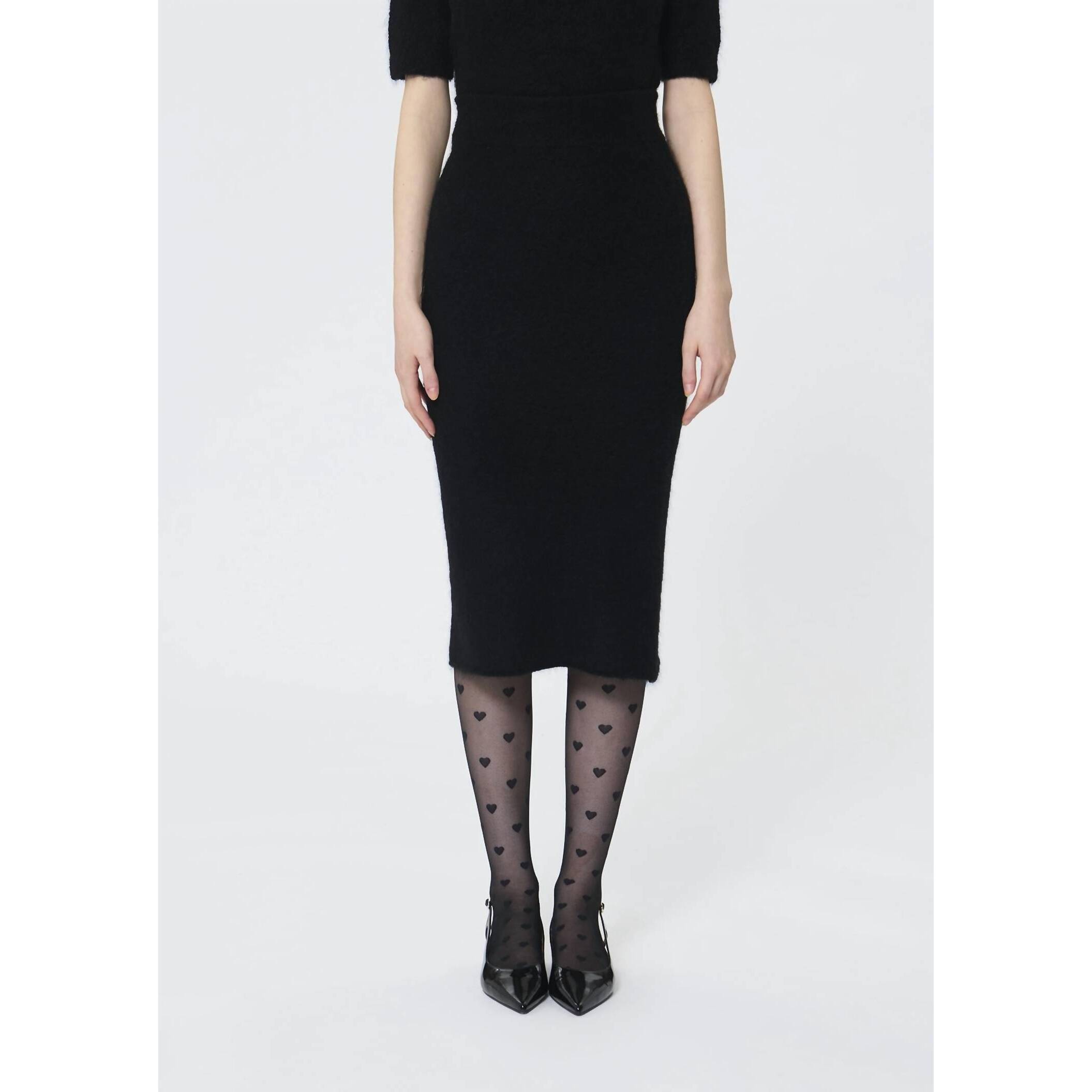 New Tara Jarmon Janna Knit Skirt In Black